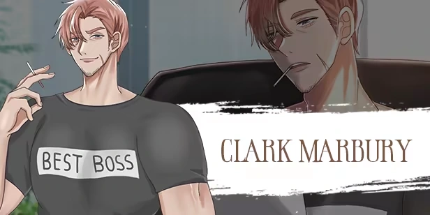 На официальном баннере Clark Marbury изображён мужчина с каштановыми волосами в футболке Best Boss.