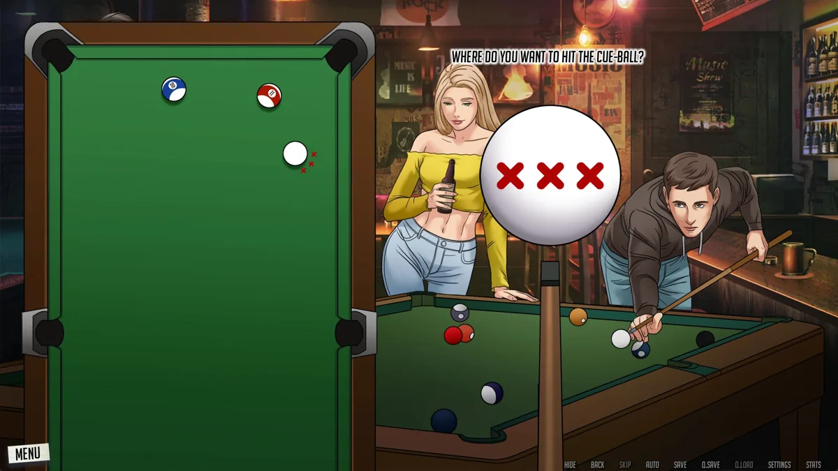 The pool minigame in a bar.