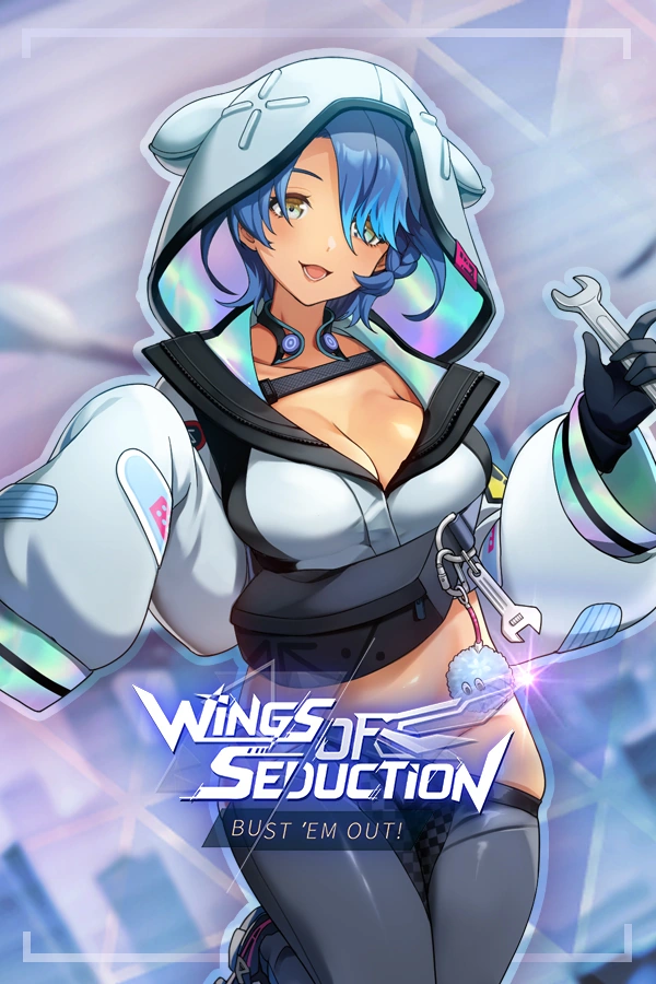 Blue-haired mechanic Zara wears a hooded flight outfit and holds a wrench in official character art.