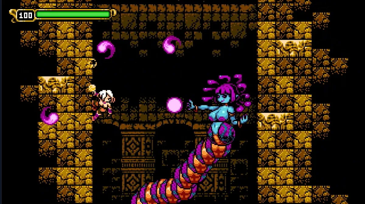 Side-scrolling combat in a mine.