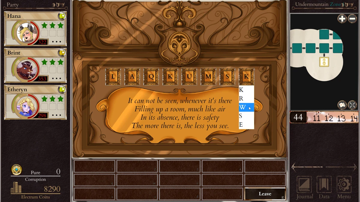 A rune puzzle appears inside a decorated stone panel.
