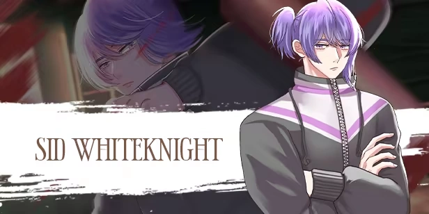 Sid Whiteknight’s official banner shows the purple-haired detective in a zipped jacket.