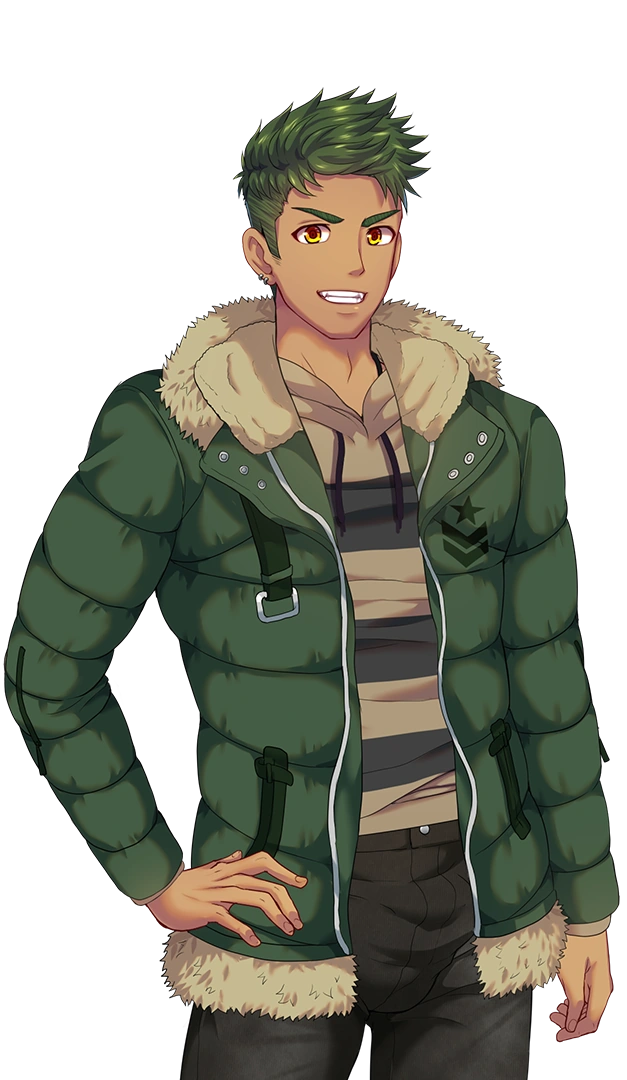 Il ritratto ufficiale attuale di Aiden lo mostra completamente vestito con una giacca invernale verde e una camicia a righe.