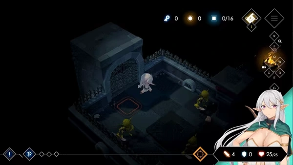 An official gameplay frame shows a small dungeon corridor and Shunral’s covered corner portrait.