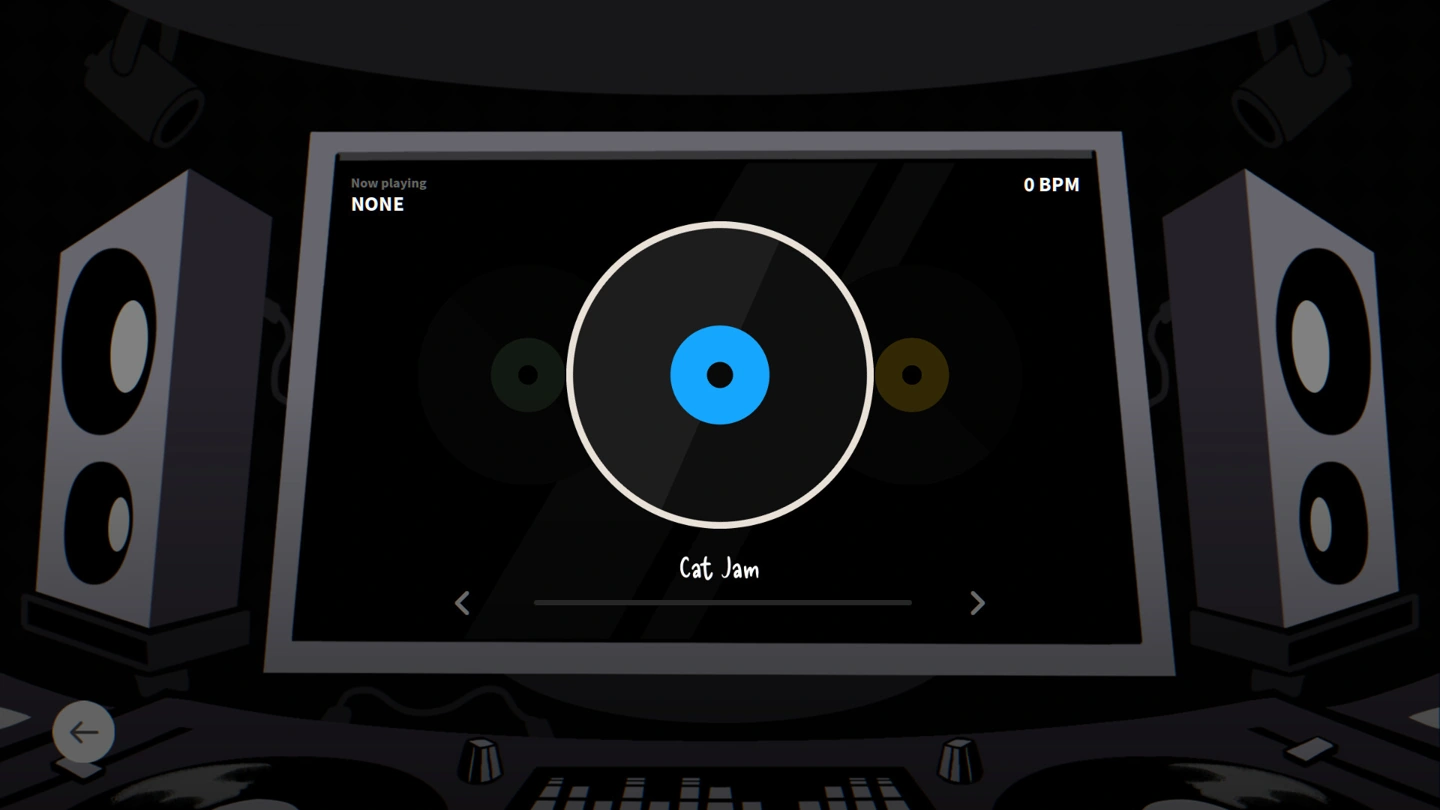 Un'interfaccia a forma di giradischi offre la selezione della musica e un controllo del BPM.