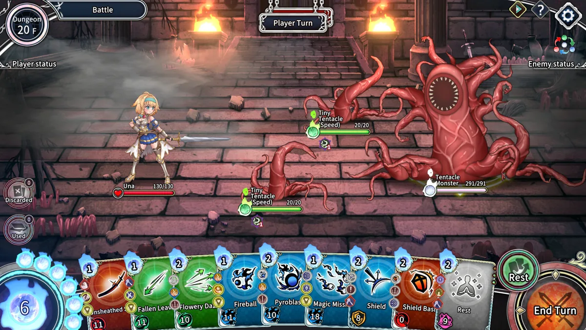 Combate de cartas contra um monstro.