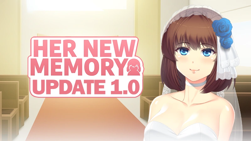 Das Motiv Her New Memory Update 1.0 zeigt die Heldin in einem bedeckenden weißen Hochzeitskleid mit Schleier.