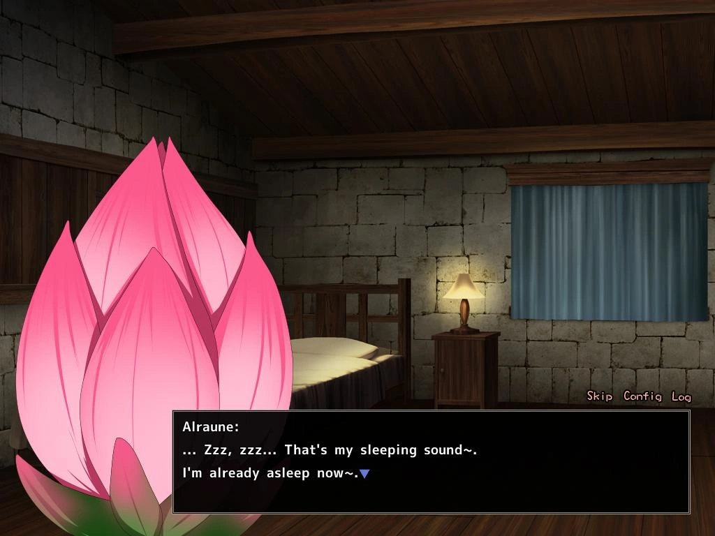 Alraune parle depuis un bouton floral fermé dans une chambre.
